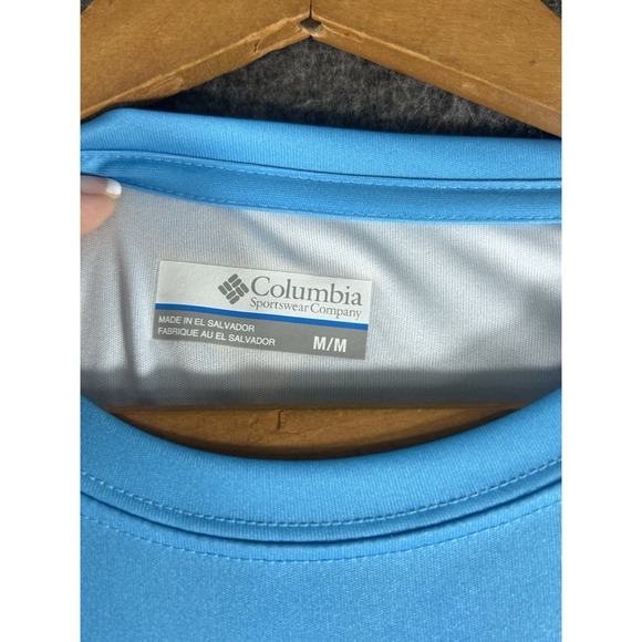 NWT COLUMBIA MEN'S PFG TBlue Omni-Shade L/S Shirt M UPF Sun Protection Fish Flag - Picture 5 of 9